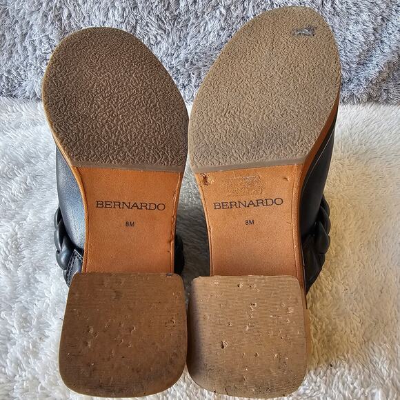 Bernardo Women's Saffia Braided Wooden Heels Slip On Leather Clogs Size 8M Black - Picture 6 of 6